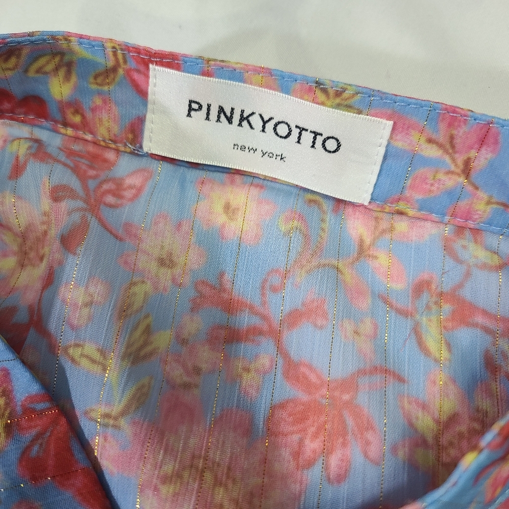 PINKYOTTO Flowered Ruffle Button Down Blouse Size Med - Picture 10 of 10
